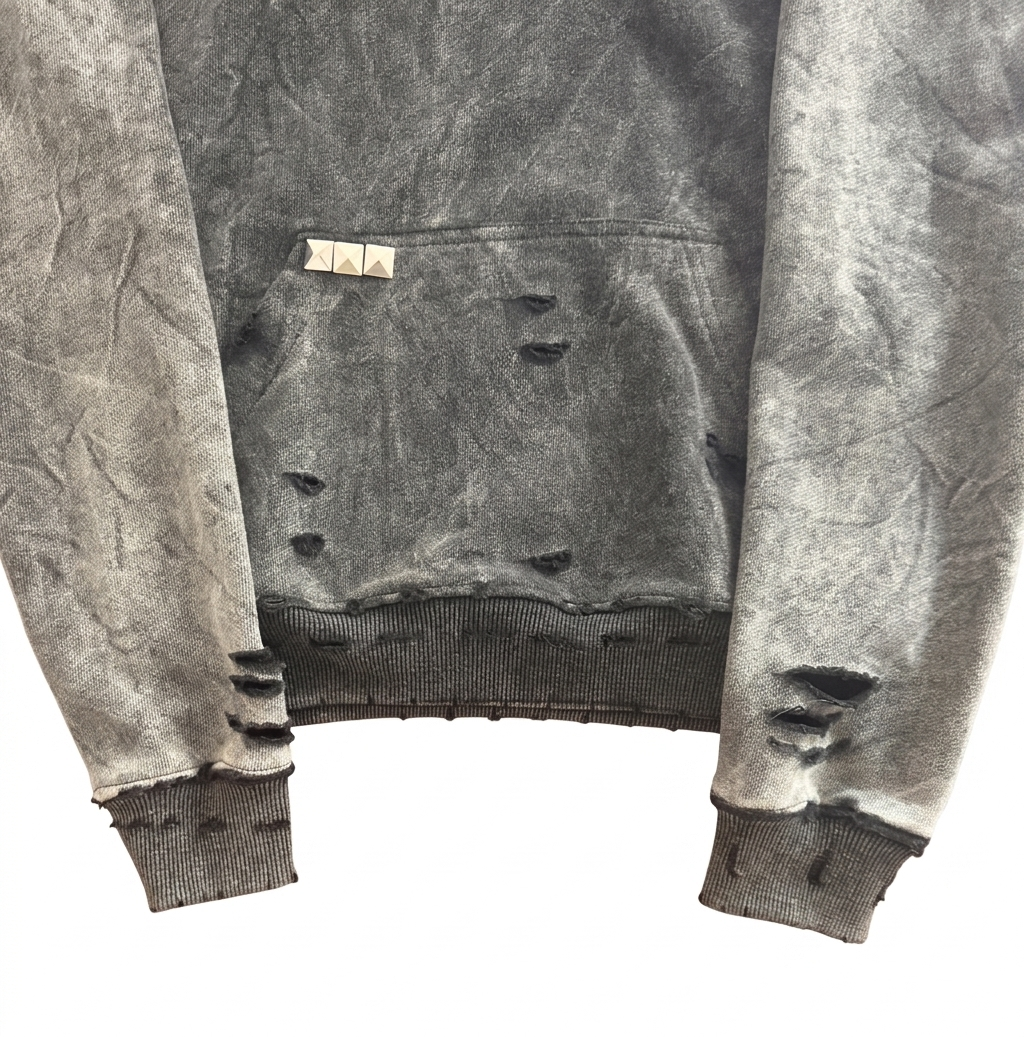 distressed washed hoodie
